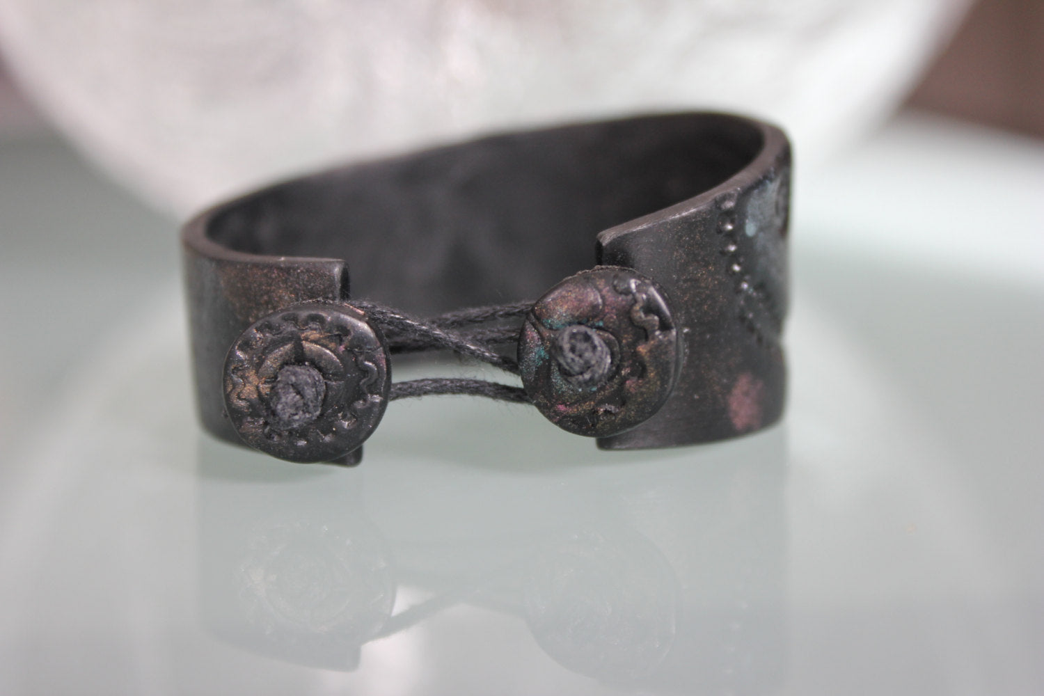 Black Polymer Clay Steampunk Bracelet